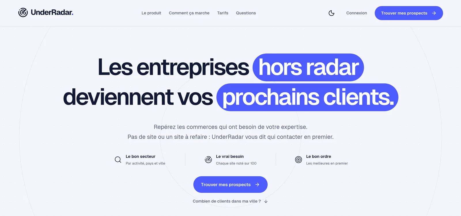 Interface du projet UnderRadar